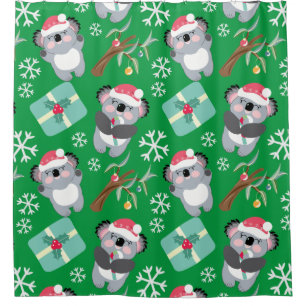 Cute Christmas Koala Shower Curtain