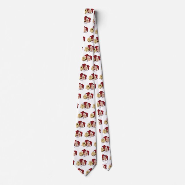Cute Christmas Labrador Puppy and Orange Tabby Tie (Front)