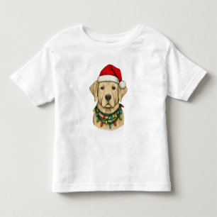 Cute Christmas Labrador with Santa Hat and Holiday Toddler T-Shirt