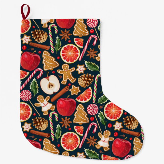 Cute Christmas Large Christmas Stocking (Front)