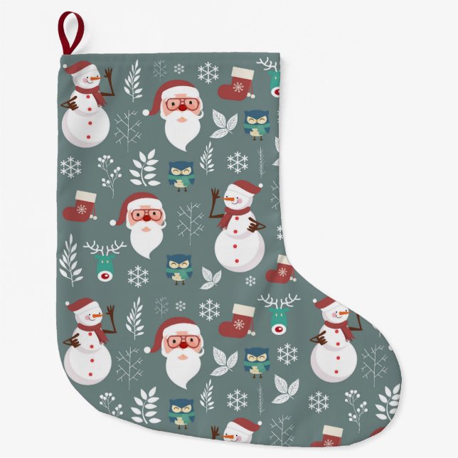 Cute Christmas Large Christmas Stocking (Front)