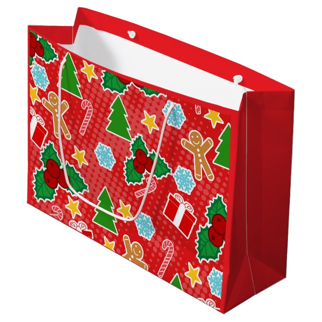 Cute Christmas  Large Gift Bag (Front Angled)