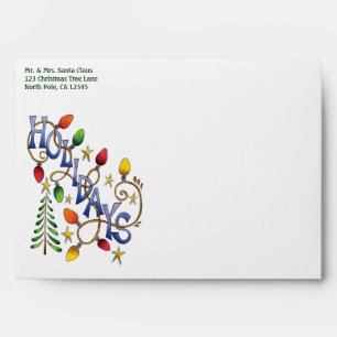 Cute Christmas, Lights and Stars with Holiday Text Envelope