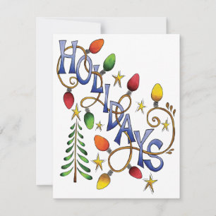 Cute Christmas, Lights and Stars with Holiday Text Invitation