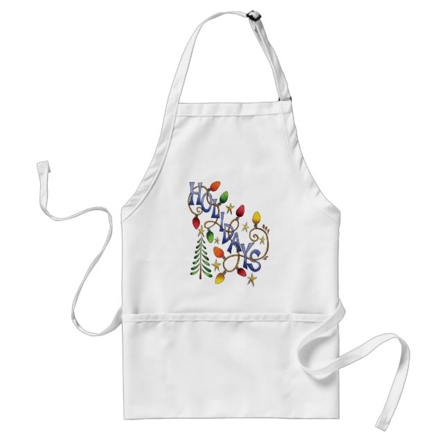 Cute Christmas, Lights and Stars with Holiday Text Standard Apron (Front)