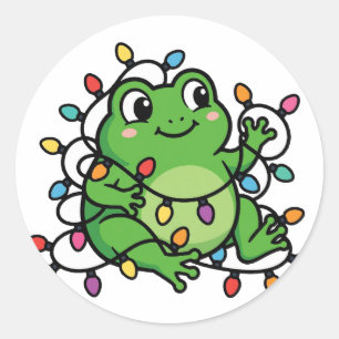 Cute Christmas Lights Frog Sticker
