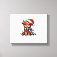 Cute Christmas Lights Highland Cow Funny Christmas