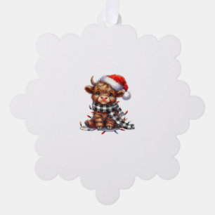 Cute Christmas Lights Highland Cow Funny Christmas Tree Decoration Card