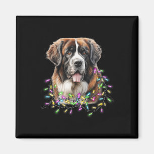 Cute Christmas Lights Saint Bernard Dog Magnet