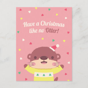 Cute Christmas Like No Otter Pun Greeting Card