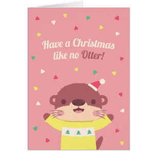 Cute Christmas Like No Otter Pun Greeting Card
