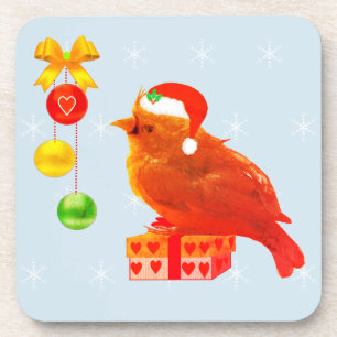Cute Christmas Little Bird Coaster
