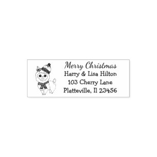 Cute Christmas Llama Address Label Self-inking Stamp