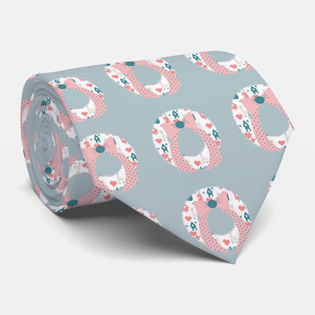 Cute Christmas Llama Repeat Pattern Tie (Rolled)