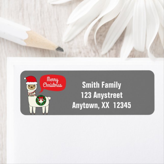 Cute Christmas Llama Return Address Label (Insitu)