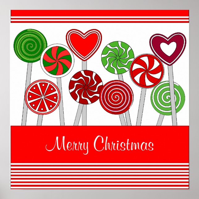 Cute Christmas Lollipops Poster (Front)