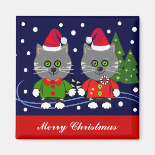 Cute Christmas Magnet with Cartoon Cats