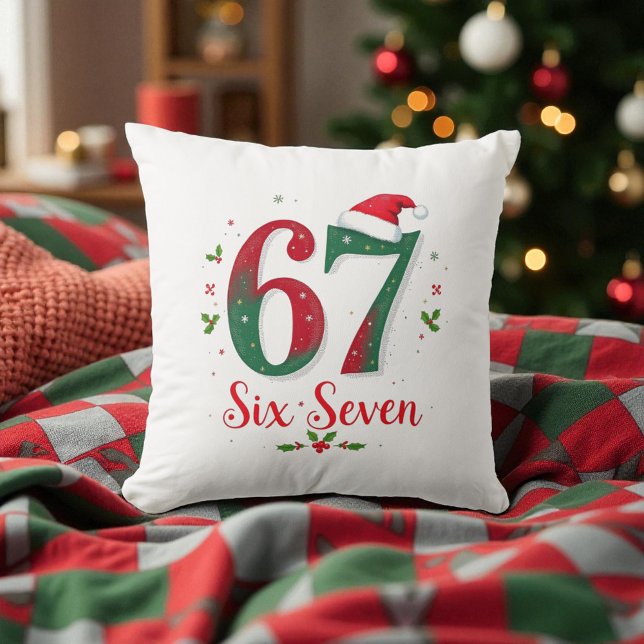 Cute Christmas Meme Six Seven 67 6 7 Holiday Cushion (Creator Uploaded)