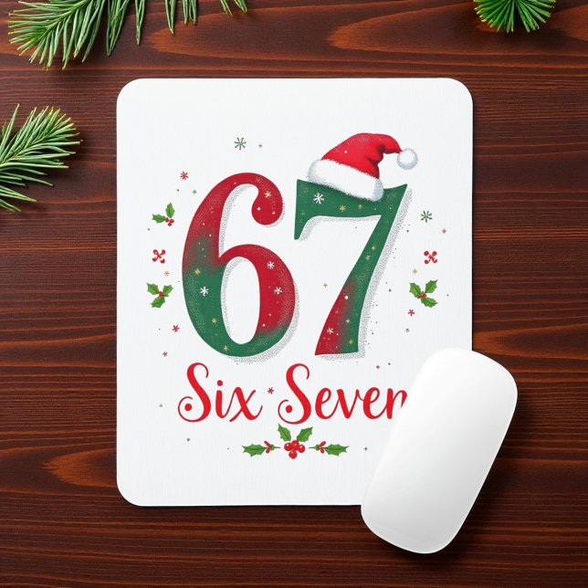 Cute Christmas Meme Six Seven 67 6 7 Holiday Mouse Pad (Creator Uploaded)