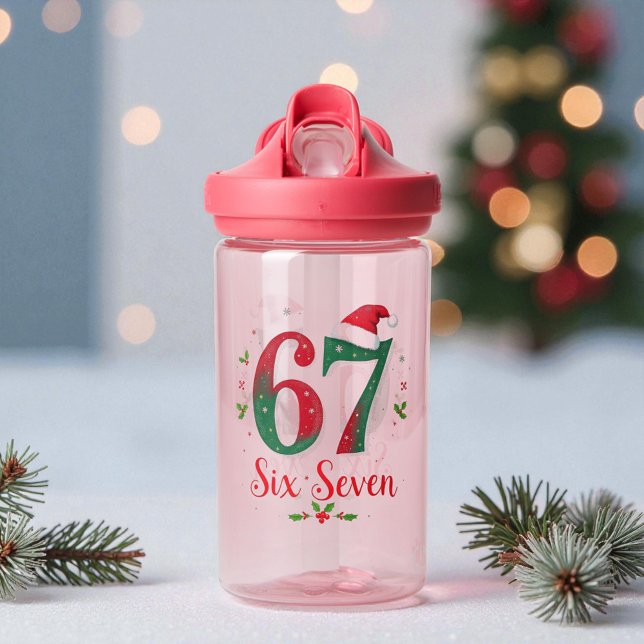 Cute Christmas Meme Six Seven 67 6 7 Holiday Water Bottle (Creator Uploaded)