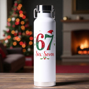 Cute Christmas Meme Six Seven 67 6 7 Holiday Water Bottle