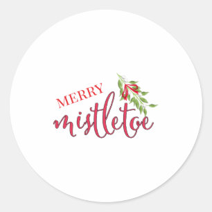 Cute Christmas Merry Mistletoe  Classic Round Sticker