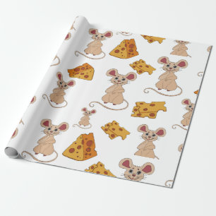 Cute Christmas Mice Pattern Wrapping Paper
