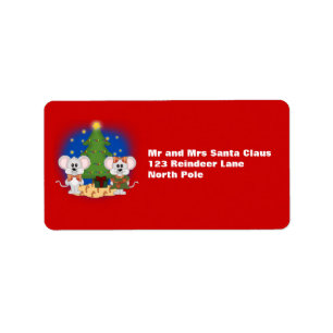 Cute Christmas Mice with Customisable Text Label