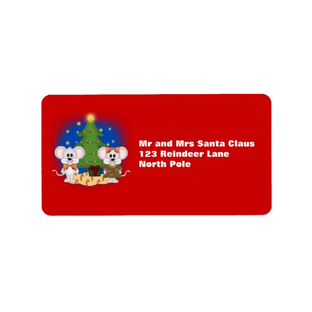 Cute Christmas Mice with Customisable Text Label (Front)
