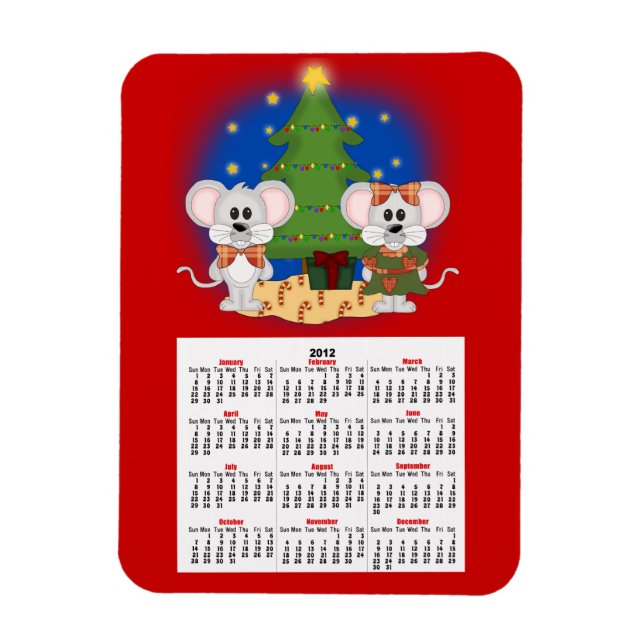 Cute Christmas Mice with Customisable Text Magnet (Vertical)