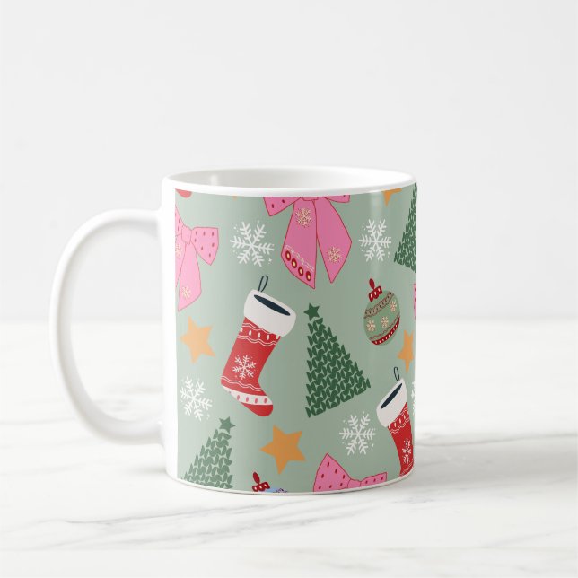 Cute Christmas Mint Green Coffee Mug (Left)