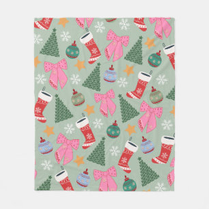 Cute Christmas Mint Green Fleece Blanket