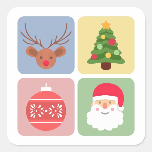 Cute Christmas modern icon sticker (Front)