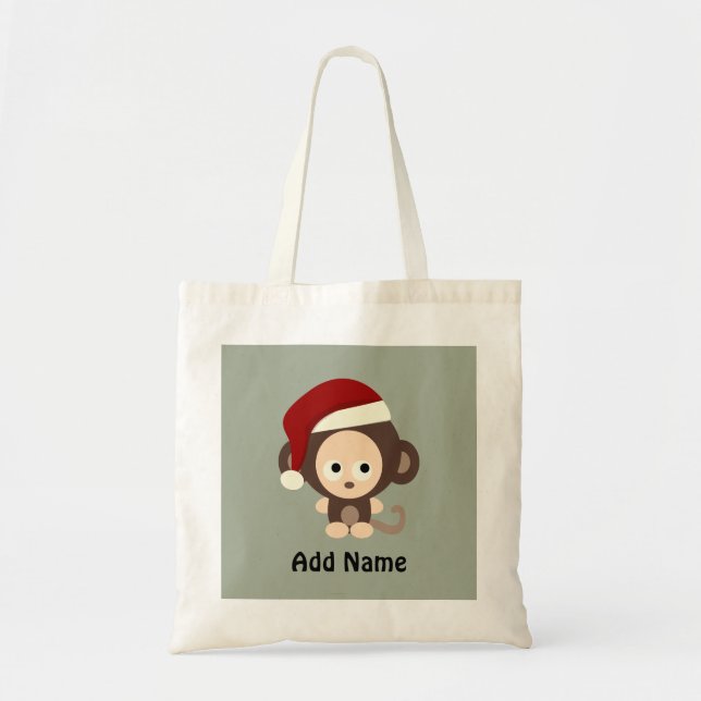 Cute Christmas Monkey Tote Bag (Front)