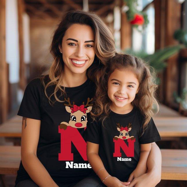Cute Christmas Monogrammed Family Custom With Name T-Shirt (Creator Uploaded)