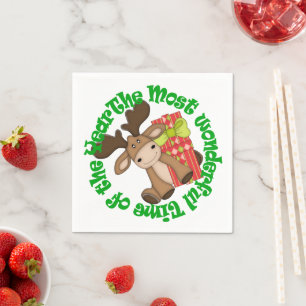 Cute Christmas Moose Napkin