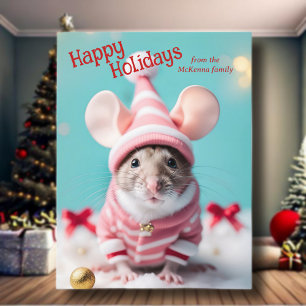 Cute Christmas Mouse Christian Verse Photo Holiday Postcard