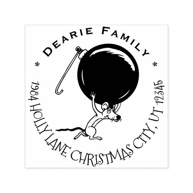Cute Christmas Mouse Holiday Return Address Self-inking Stamp (Design)