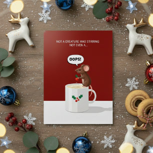 Cute Christmas Mouse Oops Mug Funny Xmas Card