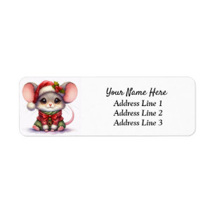 Cute Christmas Mouse Return Address Label
