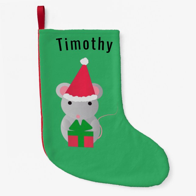 Cute Christmas Mouse Small Christmas Stocking (Front)