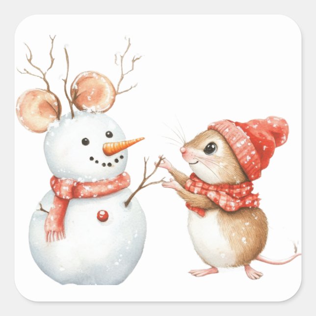Cute Christmas Mouse Stickers (Front)