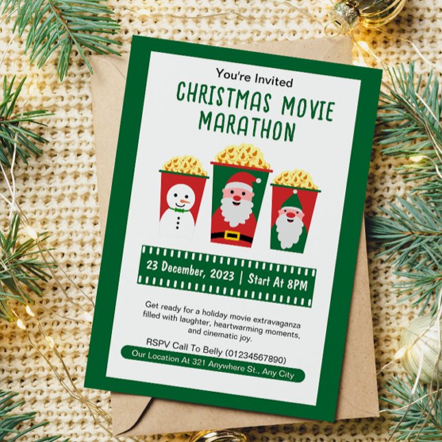 Cute Christmas Movie Marathon  Invitation (Creator Uploaded)