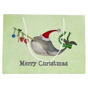 Cute Christmas Narwhal Large Gift Bag