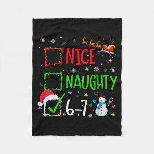 Cute Christmas Nice Naughty 6-7 Snowman Holiday Te Fleece Blanket