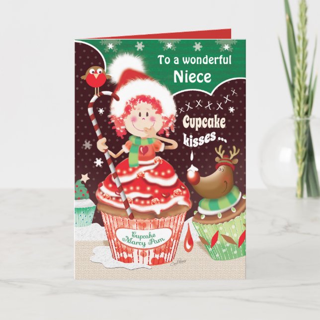 Cute, Christmas, Niece, Cupcake Marcy Pam Card (Front)