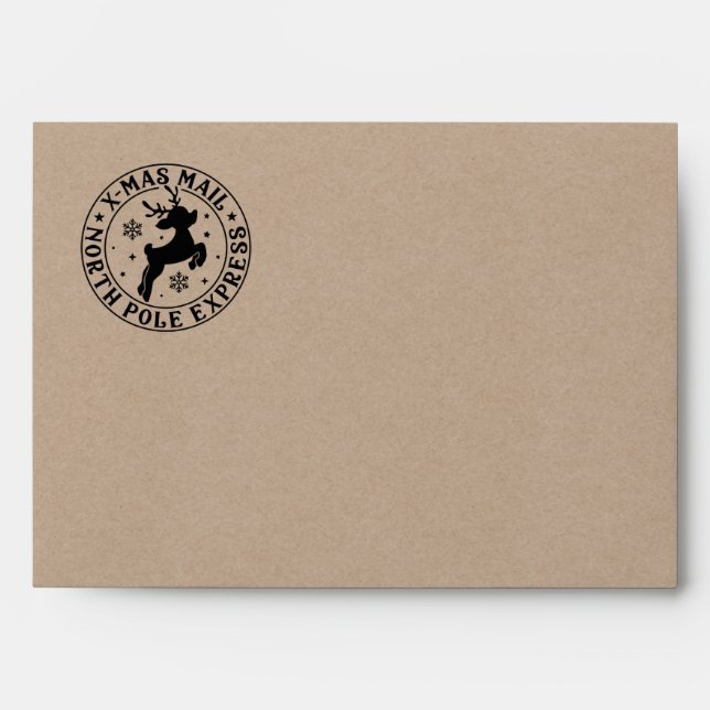Cute Christmas North Pole Seal Reindeer Envelope (Front)