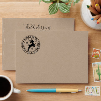 Cute Christmas North Pole Seal Reindeer Envelope