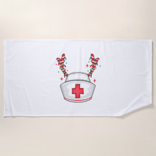 Cute Christmas Nurse Beach Towel