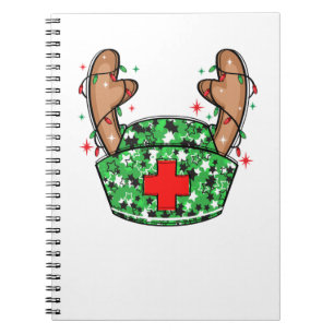 Cute Christmas Nurse Green Sparkle Notebook